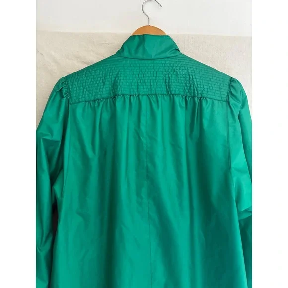 Windsor Bay Vintage Emerald Green Raincoat Long Trench Coat Womens Size 10 - Picture 16 of 16